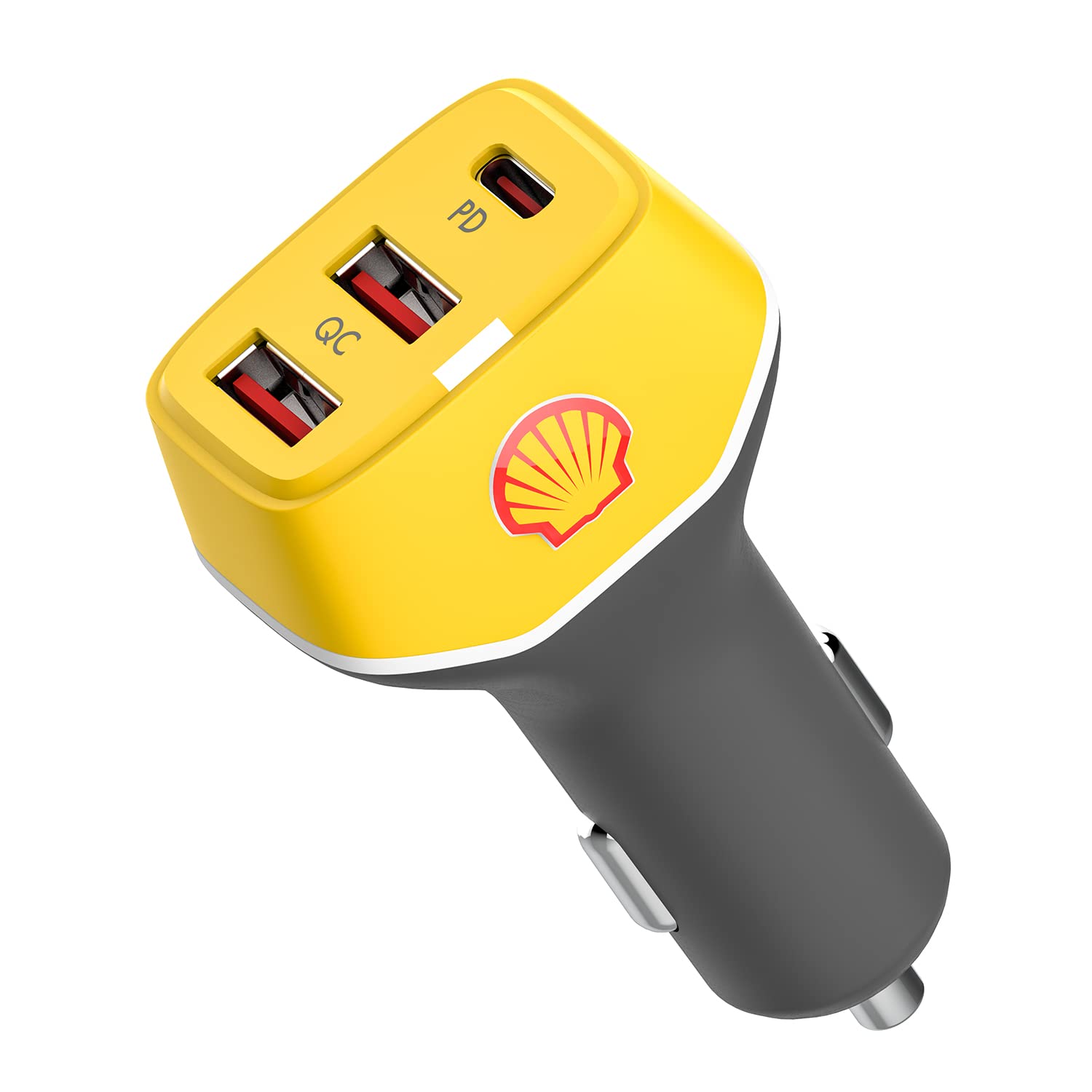 Shell Car Charger USB C, 63W 3 Port iPhone Car Charger Fast Charging,45W PD USB C for iPhone 13 /Pro/Max/Mini, iPad Pro/Air/Mini, MacBook Air/Pro, Google Pixel, Tablets, GPS.