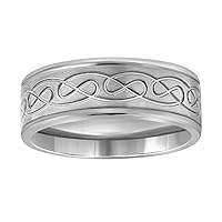 Stainless Steel Mens Irish Claddagh Celtic Trinity Knot Brushed Centered Step Edges Comfort fit Fashion Band Ring Jewelry for Men - Ring Size Options: 10 11 12 13 14 7 8 9