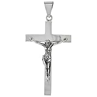 Sterling Silver Very Large Crucifix Necklace Pectoral High Polished Handmade 2 7/8 inch tall 18-30 inch chain