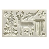 Christmas Theme Silicone Mold, 3D Deer Silicone Fondant Mold, DIY Snowflake, Elk, Christmas Tree Chocolate Candy Cookie Decorating Mould