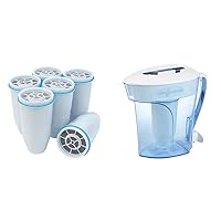 ZeroWater Official Replacement Filter (6-Pack) and 10-Cup Ready-Pour 5-Stage Water Filter Pitcher Bundle
