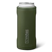 Hopsulator Slim Can Cooler Insulated for 12oz Slim Cans | Skinny Can Insulated Stainless Steel Drink Holder for Hard Seltzer, Beer, Soda, and Energy Drinks (OD Green)