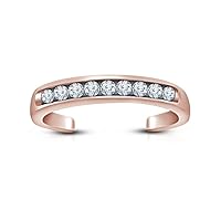 Created Round Cut White Diamond in 925 Sterling Silver 14K Rose Gold Over Diamond Adjustable Band Toe Ring for Women's & Girl's