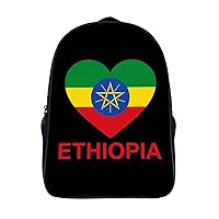 Love Ethiopia 16 Inch Backpack Adjustable Strap Daypack Double Shoulder Backpack Business Laptop Backpack for Hiking Travel