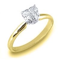 14k Yellow Gold Solitaire Heart Shape Diamond Engagement Ring .55 Carats