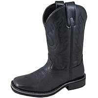 Smoky Children's Kid's Outlaw Black Leather Western Cowboy Boot
