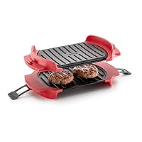 Lekue Microwave Grill, Sandwich Maker, Panini Press, 10 In x 5.7 In, Red
