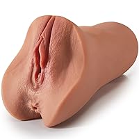Goyha Brown Pocket Pussy with Thick Vagina Wall and Lifelike Textures, Realistic Male Masturabtors Toy with Vagina and Anal Channels, Adult Male Sex Toy with Extra Size Bulge for Men Masturbation