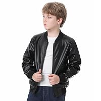 Boys Fashion PU Leather Motorcycle Jacket kids Faux Leather Jackets Coat Children's Outerwear Black 3-13 Years