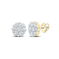 14K Yellow Gold Diamond Flower Cluster Earrings 2 Ctw.