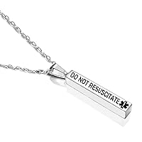 Medical Alert ID Stainless Steel Necklace with Medical Information