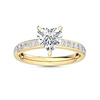 1-5 Carat (ctw) Yellow Gold Pear Cut LAB GROWN Diamond Channel Set Engagement Ring [ Color E-F, Clarity VS2-SI1 ]