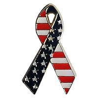 Pack of 50 USA United States Flag Ribbon Stars & Stripes Hat Cap Lapel Pin Black