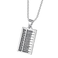 Men's Stainless Steel Abacus Pendant Necklace Cool Chinese Fortune Necklace