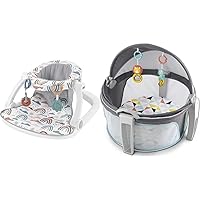 Fisher-Price Baby Chair Sit-Me-Up Floor Seat Rainbow Sprinkles & Bassinet Play Space On-The-Go Baby Dome Windmill
