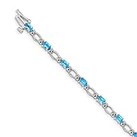 3.5mm 14k White Gold Diamond and Blue Topaz Bracelet Jewelry for Women