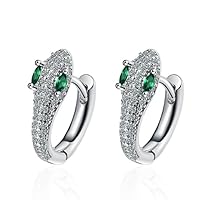 Indi Gold & Diamond Jewelry 1.20Ct Round & Marquise Cut Craeted White Damond & Emerald Hoop & Huggie Snake For Women's Earring 14k White Gold Finish 925 Sterling Silver