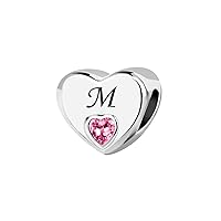 KunBead Jewelry Initial A-Z Letter Love Pink Heart Alphabet Bead Charms Compatible with Pandora Charm Bracelets for Women
