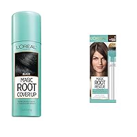Magic Root Cover Up Gray Concealer Spray Black 2 oz.(Packaging May Vary) & Magic Root Rescue 10 Minute Root Hair Coloring Kit
