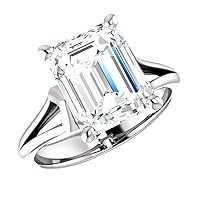 5 CT Emerald Cut VVS1 Colorless Moissanite Engagement Ring Wedding Band Gold Silver Eternity Solitaire Halo Vintage Antique Anniversary Diamond Engagement Ring Promise Gift for Her
