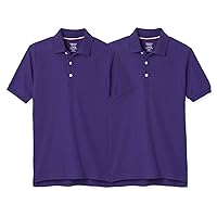 French Toast Boys 2-Pack Short Sleeve Pique School Uniform Polo Shirt, Purple, 10/12