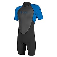 O'NEILL Unisex Child Youth Reactor-2 2mm Back Zip S/S Spring Wetsuits, Black/Ocean, 10 US