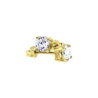 Gold Plated Sterling Silver Cubic Zirconia Stud Earrings Basket Setting assorted sizes