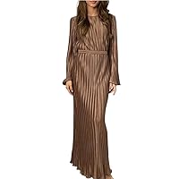 Spring Solid Rib Long Dress Women Sexy Neck -up Party Autumn Flare Sleeve Femme Pullover