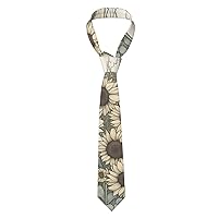 Sunflower Butterfly Print Necktie for Men Novelty Design Fashion Funny Neck Tie Cosplay 3.15