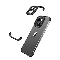 Losin Compatible with iPhone 14 Plus Case Borderless Design Camera Lens Protection Thin Lightweight Soft Silicone Frameless Case Shockproof Bumper Cover for iPhone 14 Plus 6.7 inch, Black