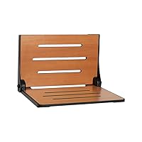 Seachrome SHAF-185155-PTS-S-MB Lifestyle & Wellness Silhouette Folding Wall Mount Shower Bench, Teak Seat with Matte Black Frame