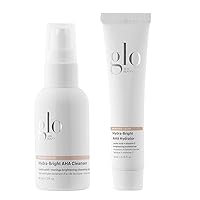 Glo Skin Beauty Hydra-Bright AHA Cleanser and Hydrator Mini Travel Size Skincare Set - Foaming Gel Cleanser and Lightweight Moisturizer for Hydrated, Brighter, Smoother Skin