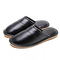 Home Leather Slippers Couple Home Indoor Slippers Tendon Bottom Floor Pu Slippers Men's And Women's Winter Cotton Slippers