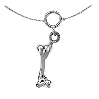 Silver Dog Bone Necklace | Rhodium-plated 925 Silver Dog Bone Pendant with 18