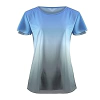 XJYIOEWT Western Button Up Shirts for Women Summer Print Large Short Sleeve Loose 3D Short Sleeve T Shirt Women's Print