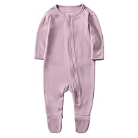 O2 BABY Baby Boys Girls Organic Cotton Zip-Front Sleeper Pajamas, Footed Sleep 'n Play