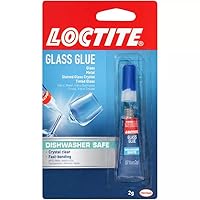Loctite Glass Glue, Dishwasher Safe, Dries Clear & Fast Bonding, Works on Tinted Glass, Plastic & Metals - 0.07 Oz Tube, 6 Pack