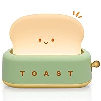 TOOGE Cute Desk Decor Toast Lamp Night Light for Kids Kawaii Christmas Birthday Gifts for Teen Girls Women Kids Small Desk Lamp Rechargeable Gift for Any Years Old Girls (Green)
