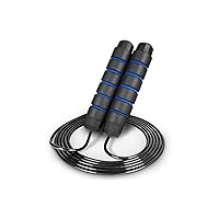 ProsourceFit Speed Jump Rope up to 8 Foot Adjustable Length for Men and Women, Foam Handles, Ultra Light Rope for Boxing, Jumping Exercises and Cardio Workout, Blue