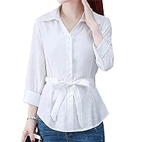 Fashion Summer Women Long Blouse Half Sleeve Single Breasted Solid Color Casual Black Shirt Plus Size