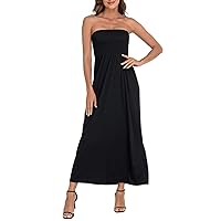 HDE Women's Strapless Maxi Dress Plus Size Tube Top Long Skirt Sundress Cover Up