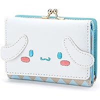 Cute Fashion Cartoon Character Small Wallet Short Ladies Wallet Leather Tri-fold Wallet Money Bag(White)