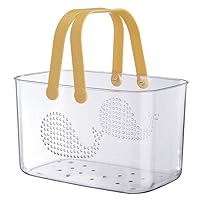 Basket, Nordic Fashion Bath Basket, For Bathroom, Shampoo Basket, Transparent, Handbag, Bath Storage Basket, For Hot Springs, Pouches, Spa, Bags, Cosmetics, Bathroom, Multifunctional, Small Storage, Space Saving, Convenient To Carry (Yellow)