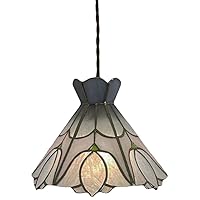 Multi-Coloured Glass Ceiling Fixture Lamp Semi Flush Mount 8 Inch Stained Glass Lampshade Pendant Hanging 1 Light Fixture for Dinner Room Living Room Bedroom