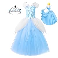 Halloween Princess Dresses,Masquerade Party Little Girl Performance Dresses,Movie Character Puff Sleeve Long Skirts.