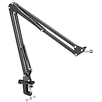 Microphone Arm Stand, FIFINE Suspension Boom Scissor Mic Stand with Heavy Duty Clamp, 3/8