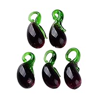 10Pcs Handmade Eggplant Lampwork Charms lampwork Eggplant Charms Vegetable Dangle Charms for DIY Bracelet Necklace Earring Key Chain Jewelry Making Crafts
