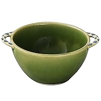 Seto Ware 027-0406 Gofu Kiln with Hand, Bowl, Pot, Plate, Small, Diameter Approx. 4.7 inches (12 cm), Checkered, Green, Oribe, Made in Japan