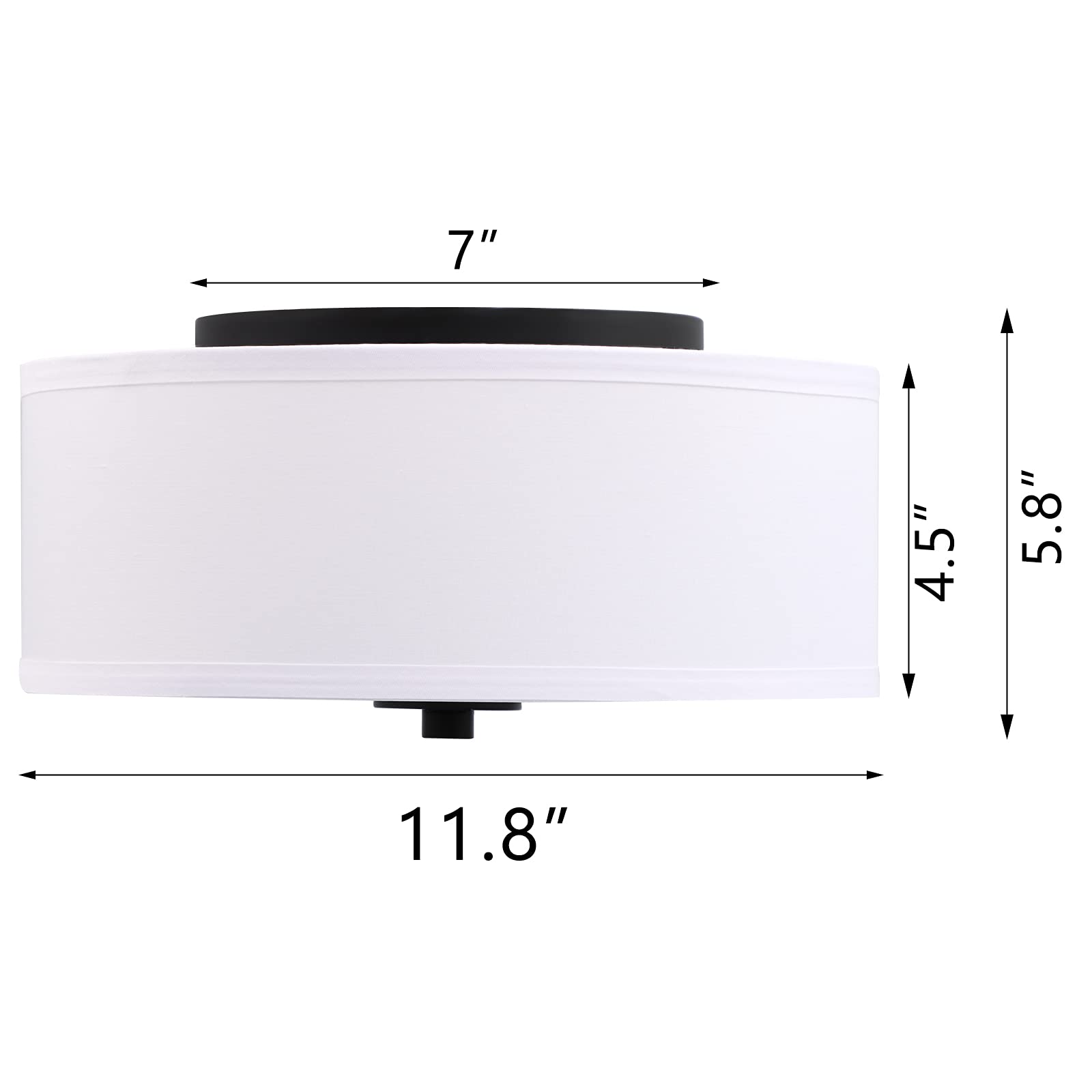 Lodstob 2-Light Flush Mount Ceiling Light Fixture, 12” Modern Close to Ceiling Light with White Fabric Linen Drum Shade, Round Ceiling Light for Bedroom Hallway Living Room Bathroom Dining Kitchen