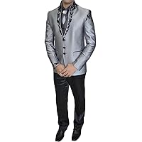Mens Sharkskin 6 pc Tuxedo Suit Designer High Neck TX11265Z